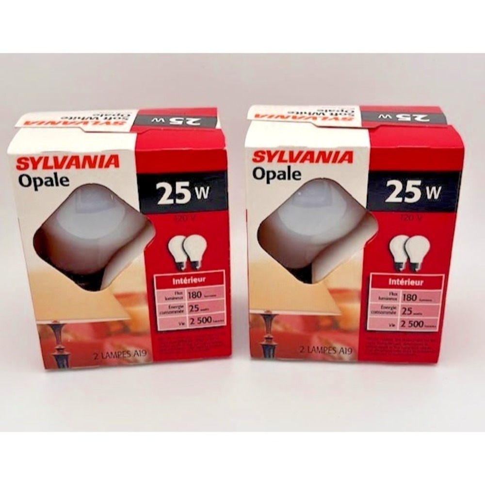 Sylvania 25W Soft White A19 Light Bulbs 120V 180 Lumens 2-Pack Lot of 2-4 Bulbs